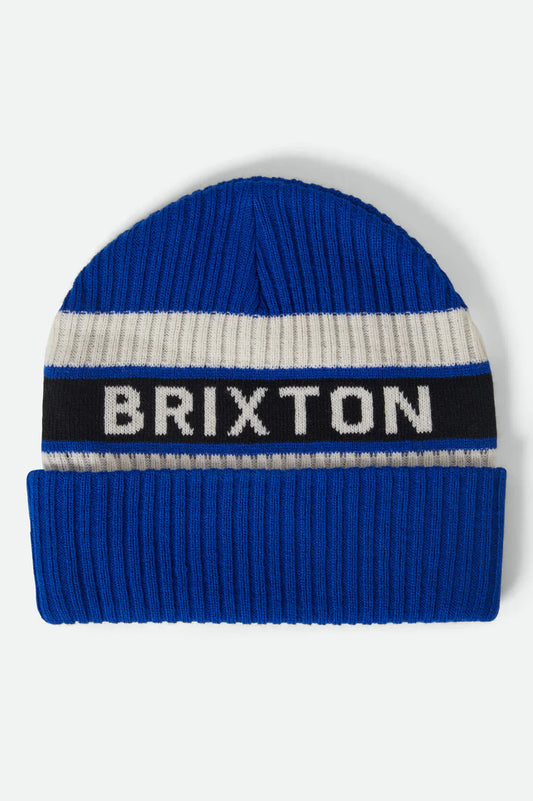 BRIXTON - RAINIER STRIPED BEANIE - ROYAL/WHITE/BLACK