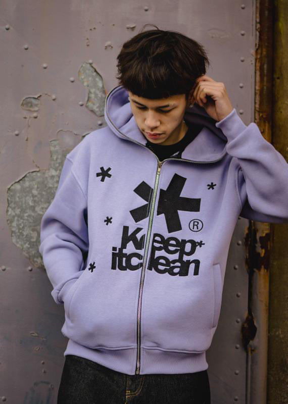 KEEP IT CLEAN - OPIUM FULL ZIPPER HOOD - LAVENDER/BLACK