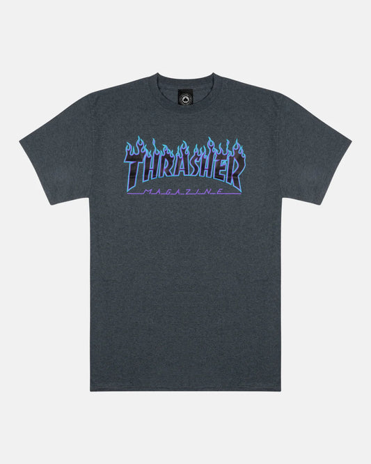 THRASHER - FLAME LOGO TEE - DARK HEATHER