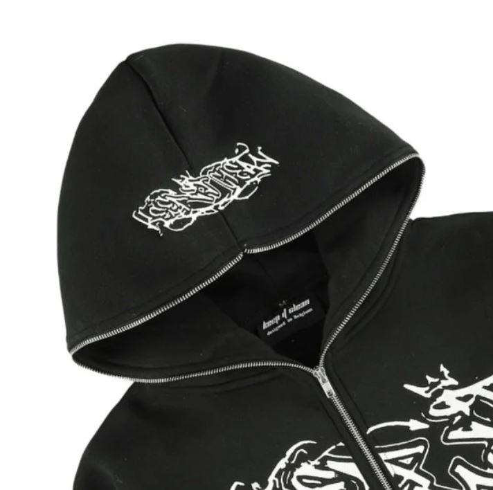KEEP IT CLEAN - SIXT CIRLCE ZIP HOOD - BLACK