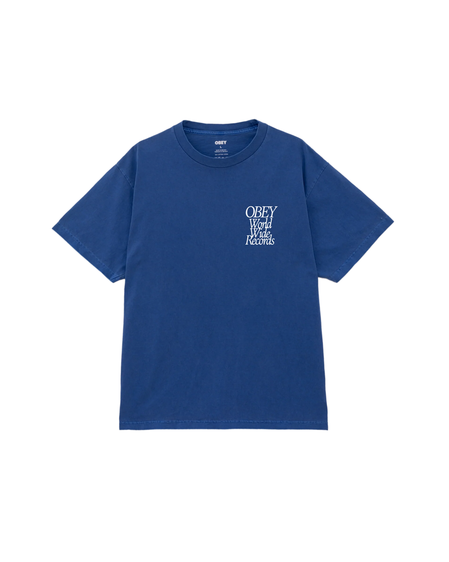 OBEY - WORLDWIDE RECORDS TEE - PIGMENT ELECTRIC INDIGO