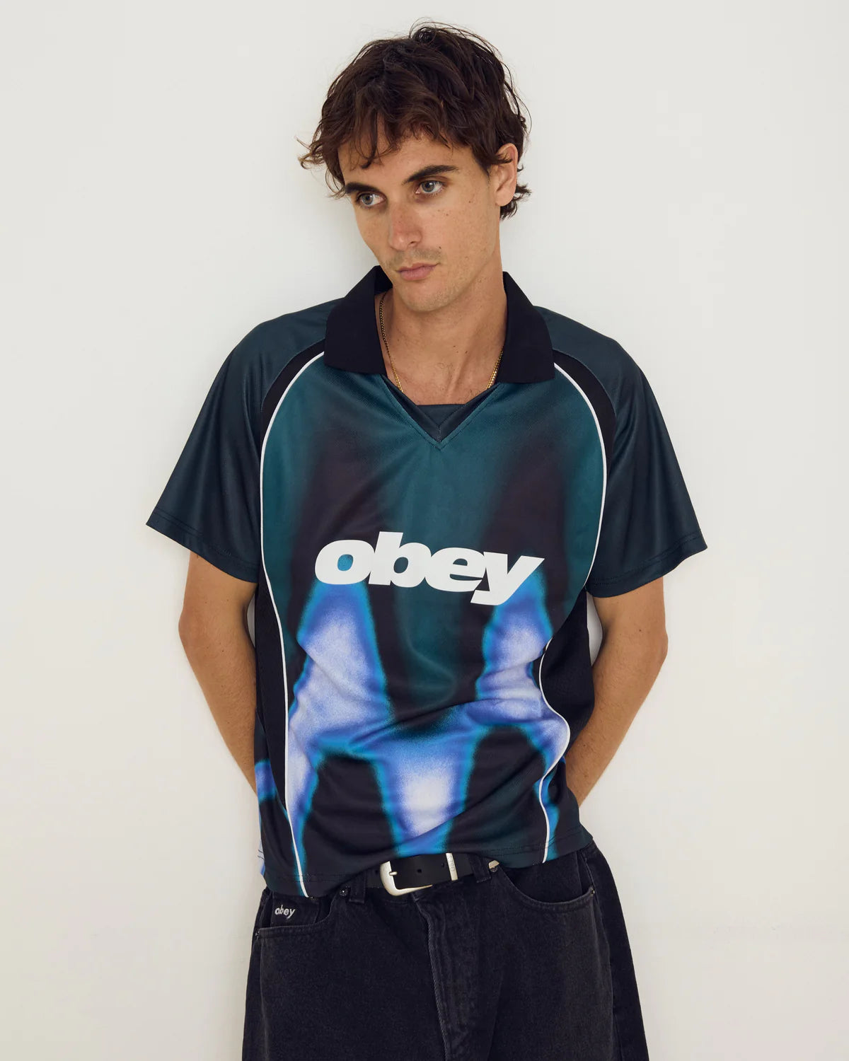 OBEY - BLURRED SOCCER JERSEY - DARK TEAL MULTI