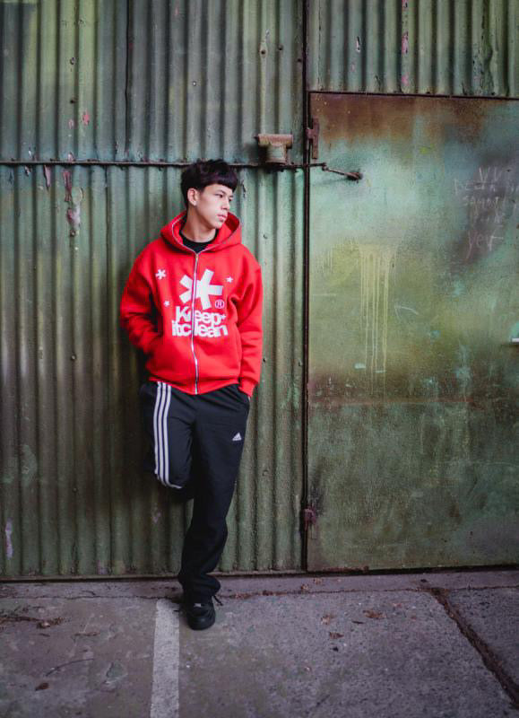 KEEP IT CLEAN - FULL ZIPPER HOOD - RED/WHITE