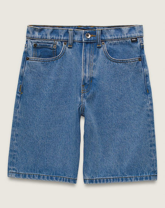 VANS - CHECK 5 BAGGY DENIM SHORT KIDS - STONEWASH BLUE