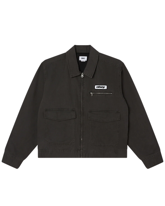 OBEY - WALTER WORK WOMENS JACKET - BLACK FADED WASH