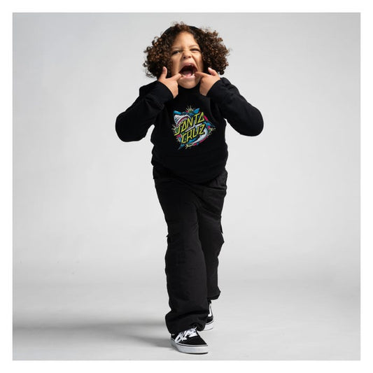 SANTA CRUZ - YOUTH SHARK DOT FRONT HOOD - BLACK
