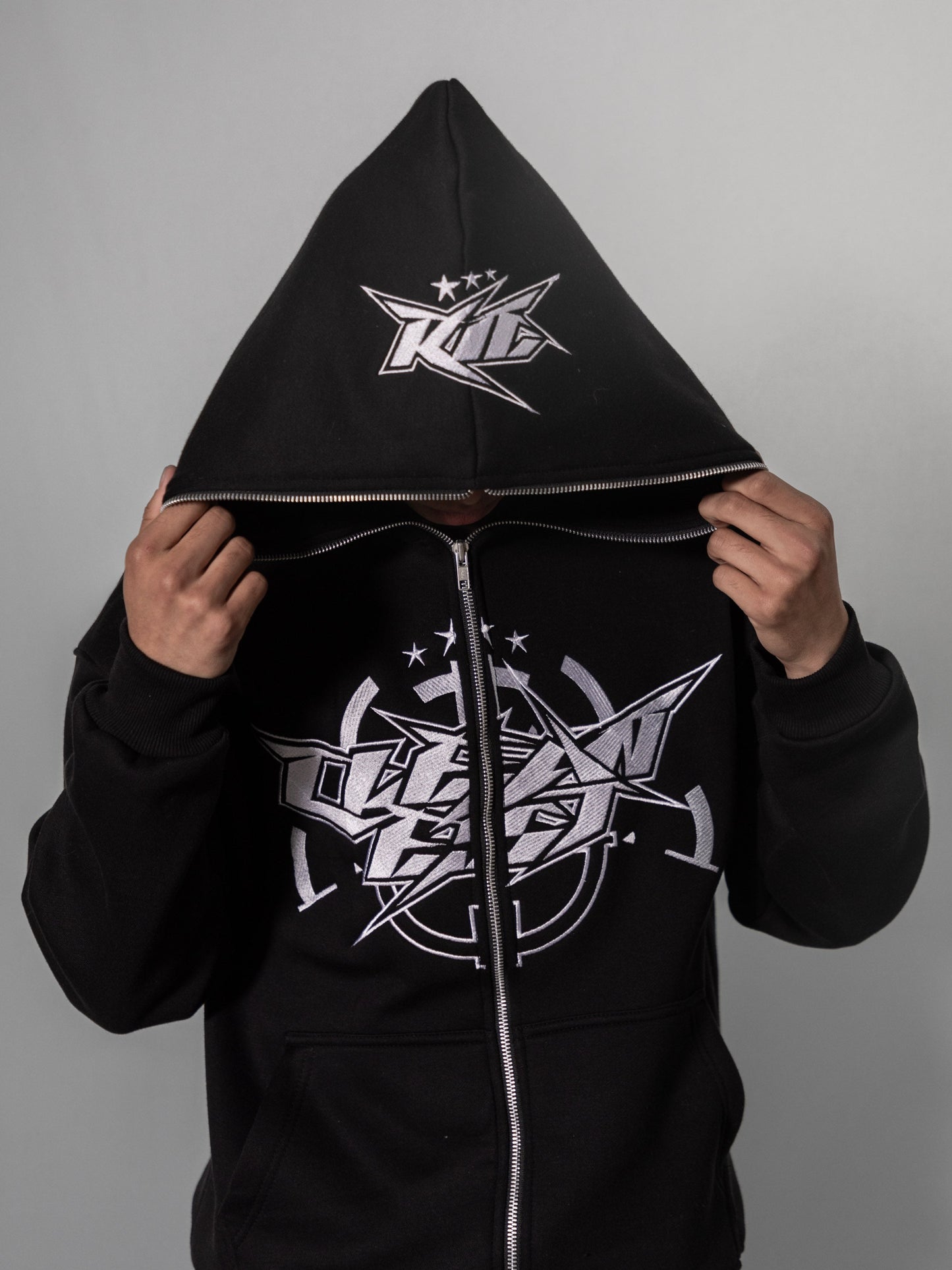 KEEP IT CLEAN - INFINITY FULL ZIPPER HOOD - BLACK/WHITE