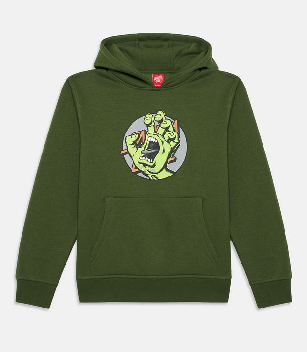 SANTA CRUZ - YOUTH HAND DOT FRONT HOOD - DARK MOSS