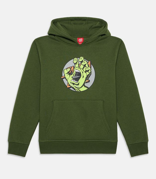 SANTA CRUZ - YOUTH HAND DOT FRONT HOOD - DARK MOSS