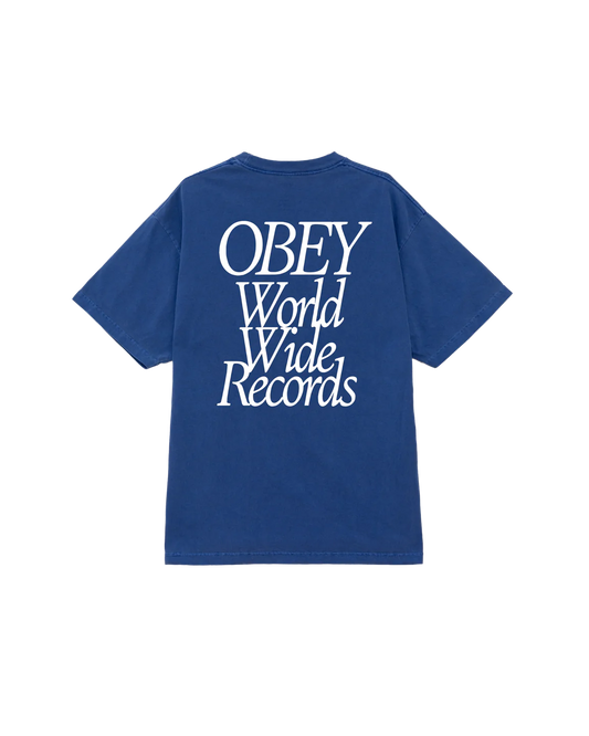 OBEY - WORLDWIDE RECORDS TEE - PIGMENT ELECTRIC INDIGO