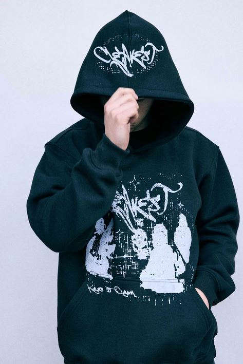 KEEP IT CLEAN - STATIC GRUNGE HOOD - BLACK