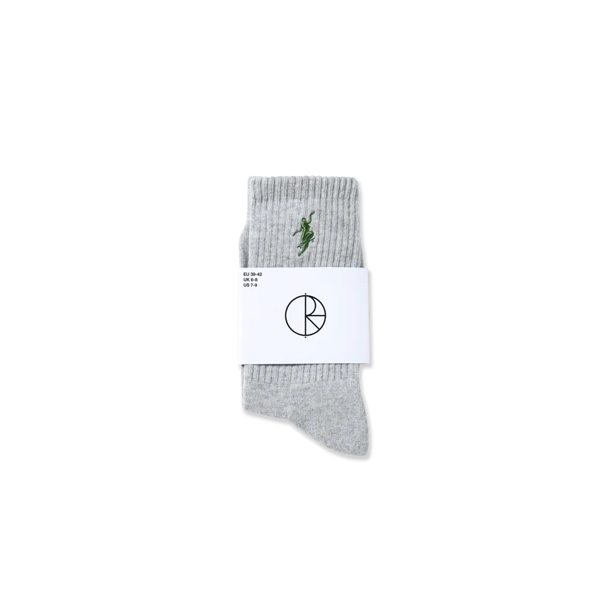 POLAR - RIB SOCK NO COMPLY - HEATHER GREY/GREEN