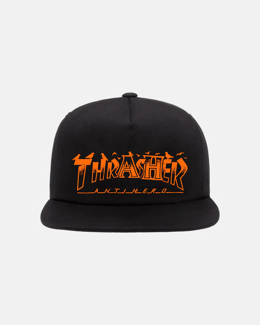 THRASHER X ANTI HERO - PIGEON MAG SNAPBACK - BLACK