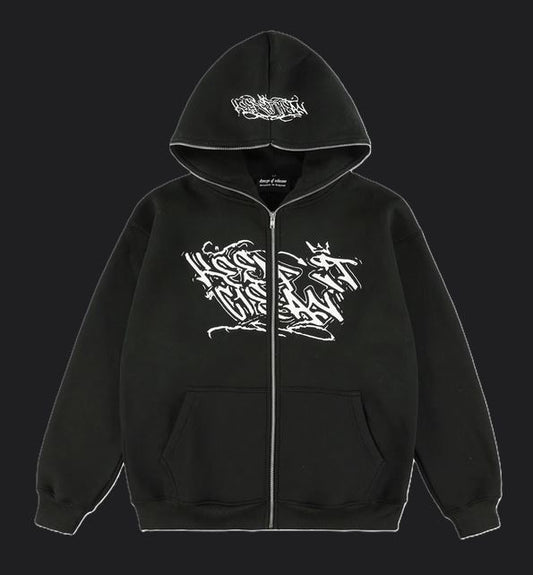 KEEP IT CLEAN - SIXT CIRLCE ZIP HOOD - BLACK