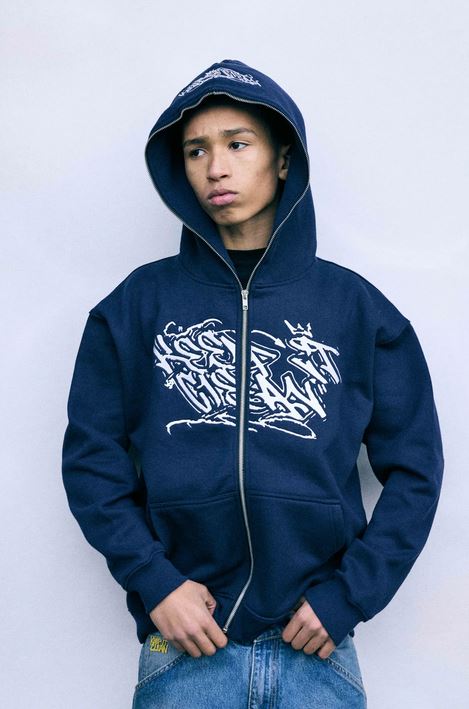 KEEP IT CLEAN - SIXT CIRLCE ZIP HOOD - NAVY