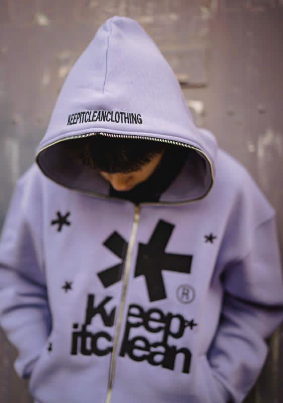 KEEP IT CLEAN - OPIUM FULL ZIPPER HOOD - LAVENDER/BLACK