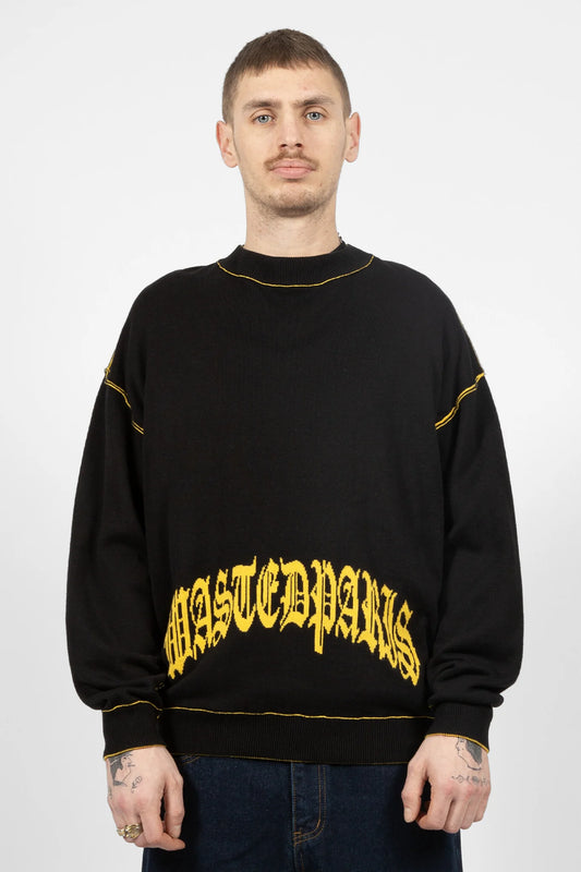 WASTED PARIS - REVERSE KINGDOM SWEATER - BLACK/GOLDEN YELLOW