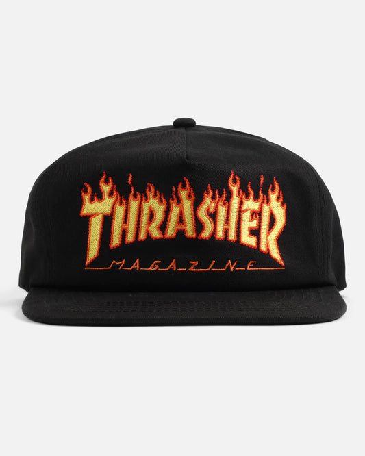 THRASHER - FLAME EMROIDERED SNAPBACK - BLACK