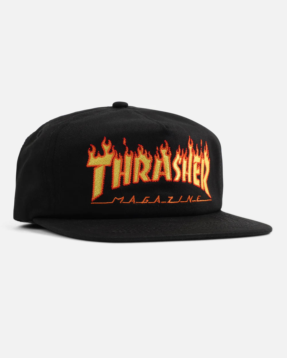 THRASHER - FLAME EMROIDERED SNAPBACK - BLACK
