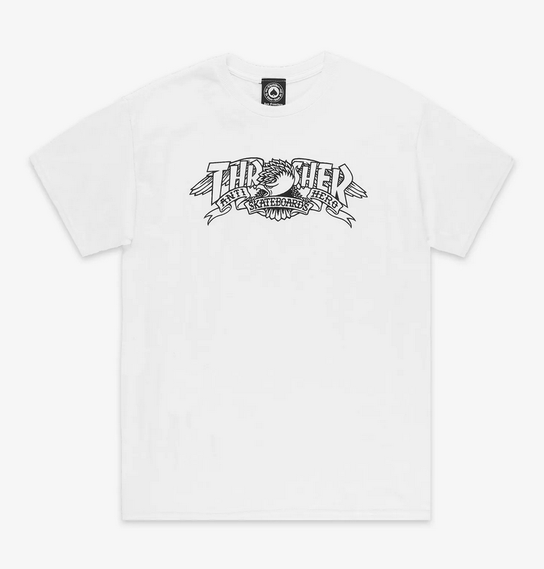 THRASHER X ANTI HERO - MAG BANNER TEE - WHITE