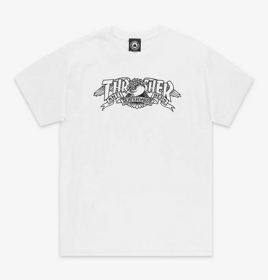 THRASHER X ANTI HERO - MAG BANNER TEE - WHITE