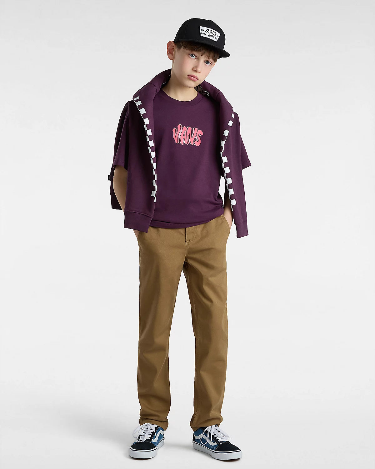 VANS - VANS TAG SS YOUTH TEE - BLACKBERRY WINE