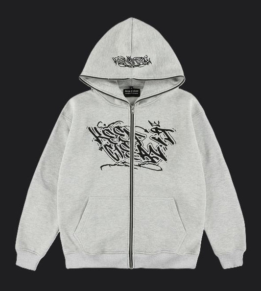 KEEP IT CLEAN - SIXT CIRLCE ZIP HOOD - GREY