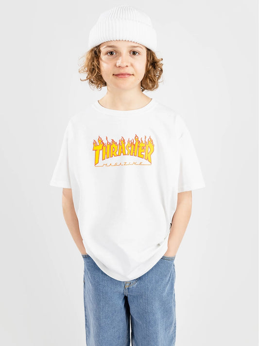 THRASHER - YOUTH FLAME TEE - WHITE