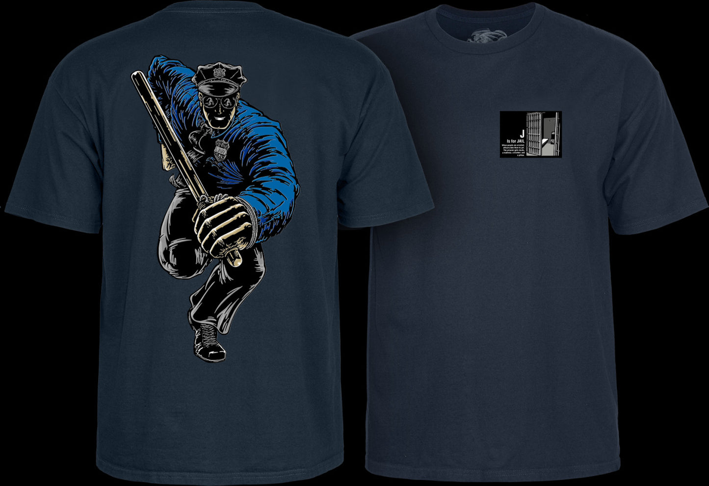 POWELL PERALTA - CHRIS SENN POLICE TEE - NAVY