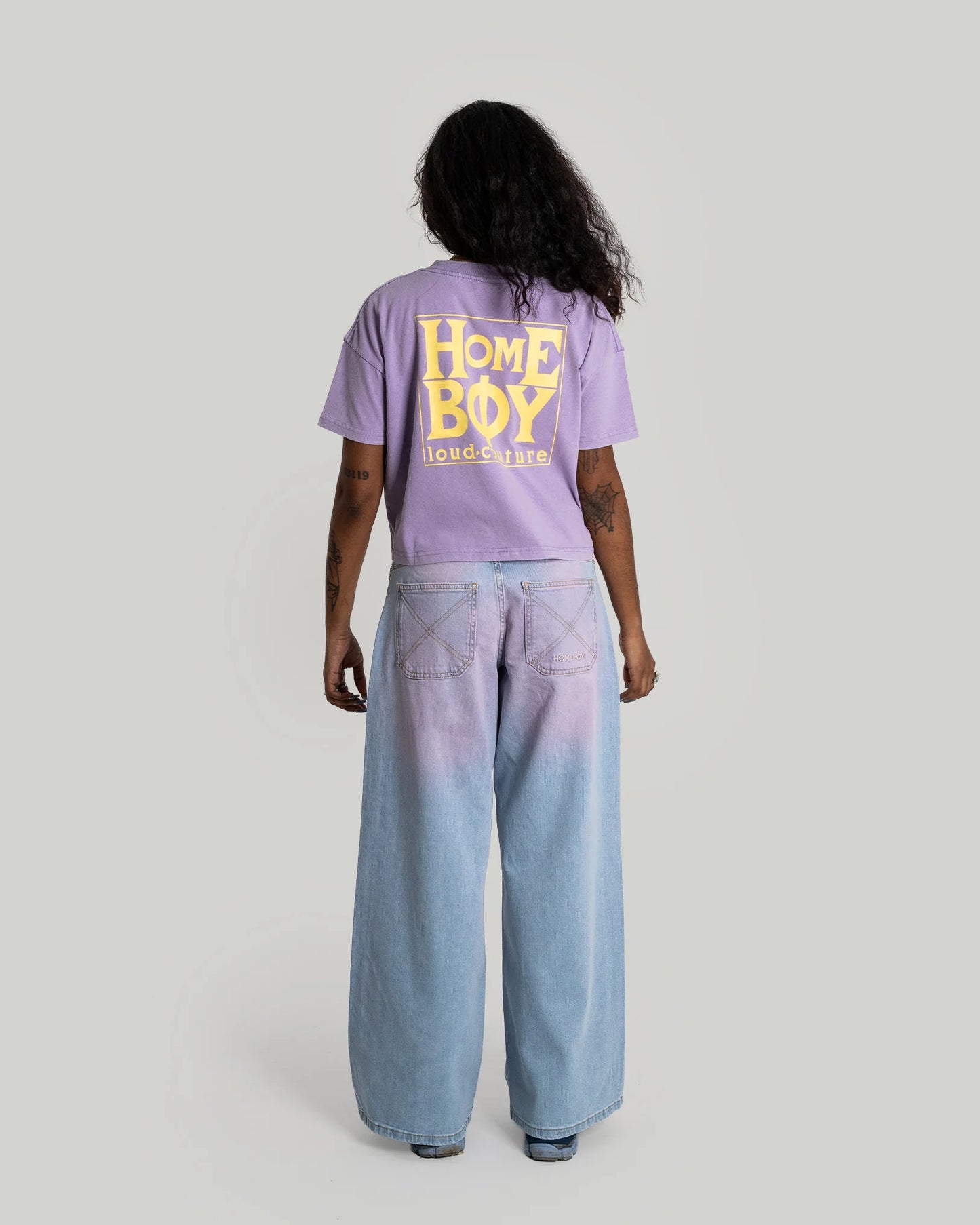 HOMEBOY - GIRLS CROP TEE NEW SCHOOL - WASHED LILAC