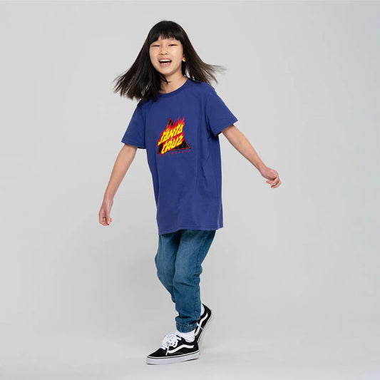 SANTA CRUZ - FLAMED NOT A DOT YOUTH TEE - NAVY BLUE