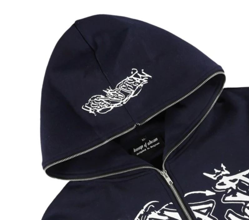 KEEP IT CLEAN - SIXT CIRLCE ZIP HOOD - NAVY