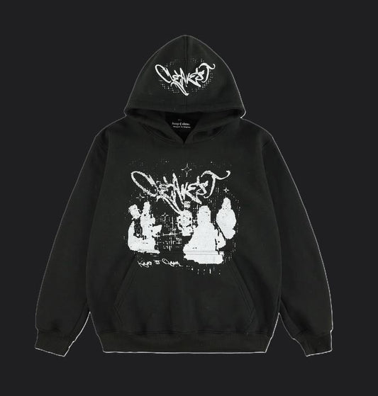 KEEP IT CLEAN - STATIC GRUNGE HOOD - BLACK