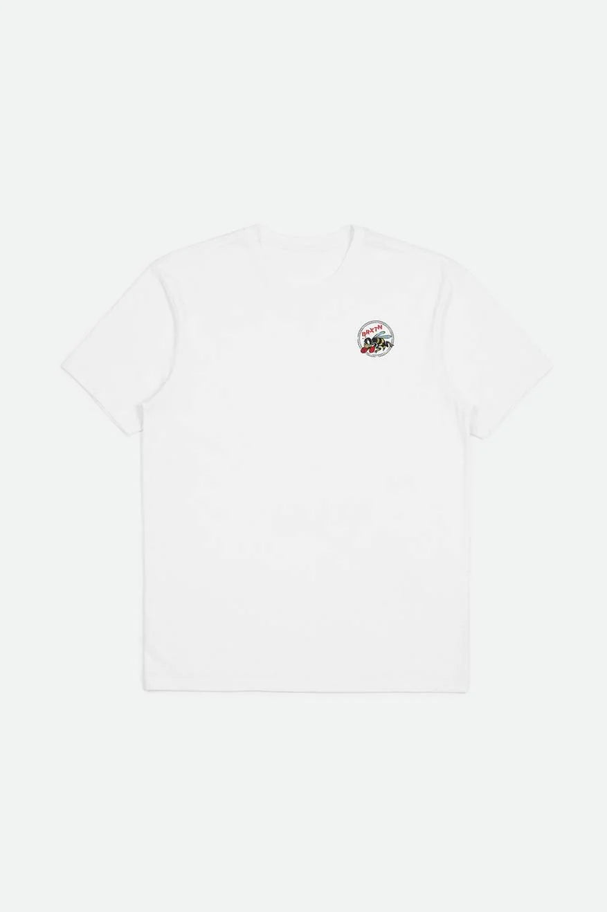 BRIXTON - RUMBLE BEE S/S RELAXED TEE - WHITE GARMENT DYE