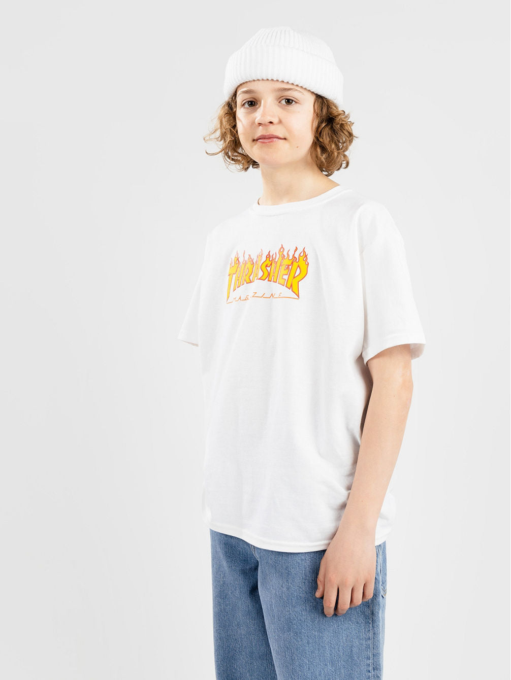 THRASHER - YOUTH FLAME TEE - WHITE