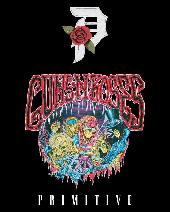 PRIMITIVE x GUNS 'N ROSES - BONES ZIP HOOD - BLACK