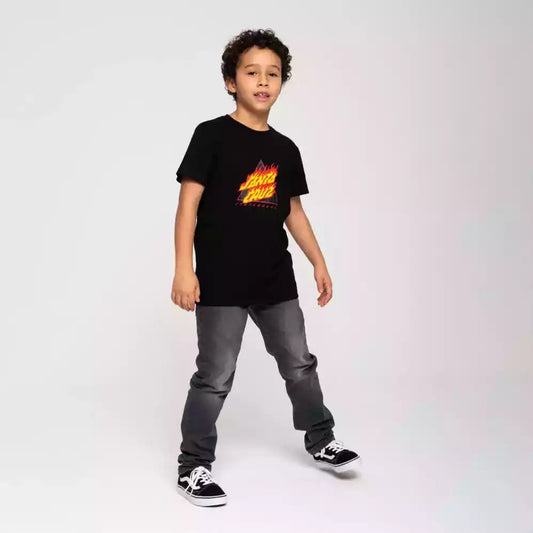 SANTA CRUZ - FLAMED NOT A DOT YOUTH TEE - BLACK
