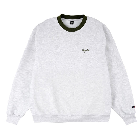 MAGENTA - SCRIPT COLLAR CREWNECK - ASH