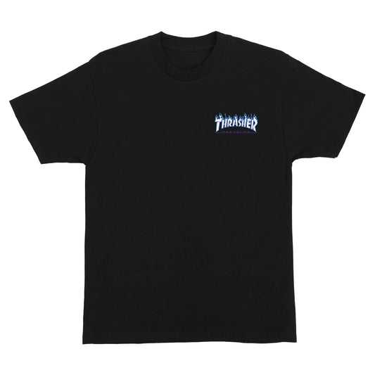 SANTA CRUZ x THRASHER - THRASHER FLAME DOT TEE - BLACK