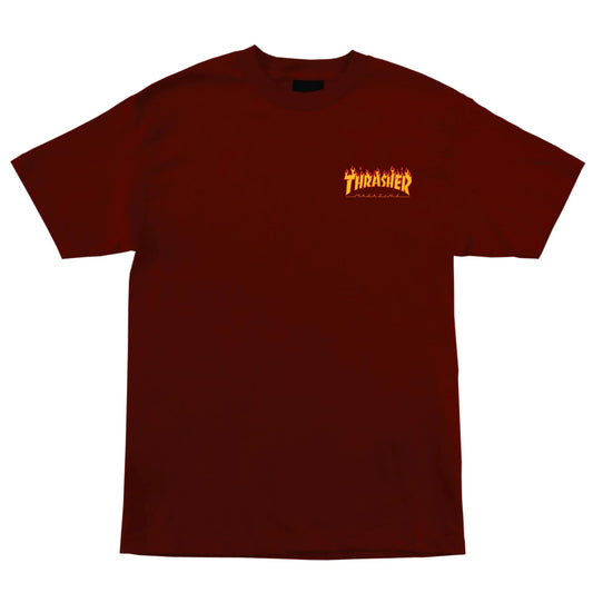 SANTA CRUZ x THRASHER - THRASHER FLAME DOT TEE - BURGUNDY