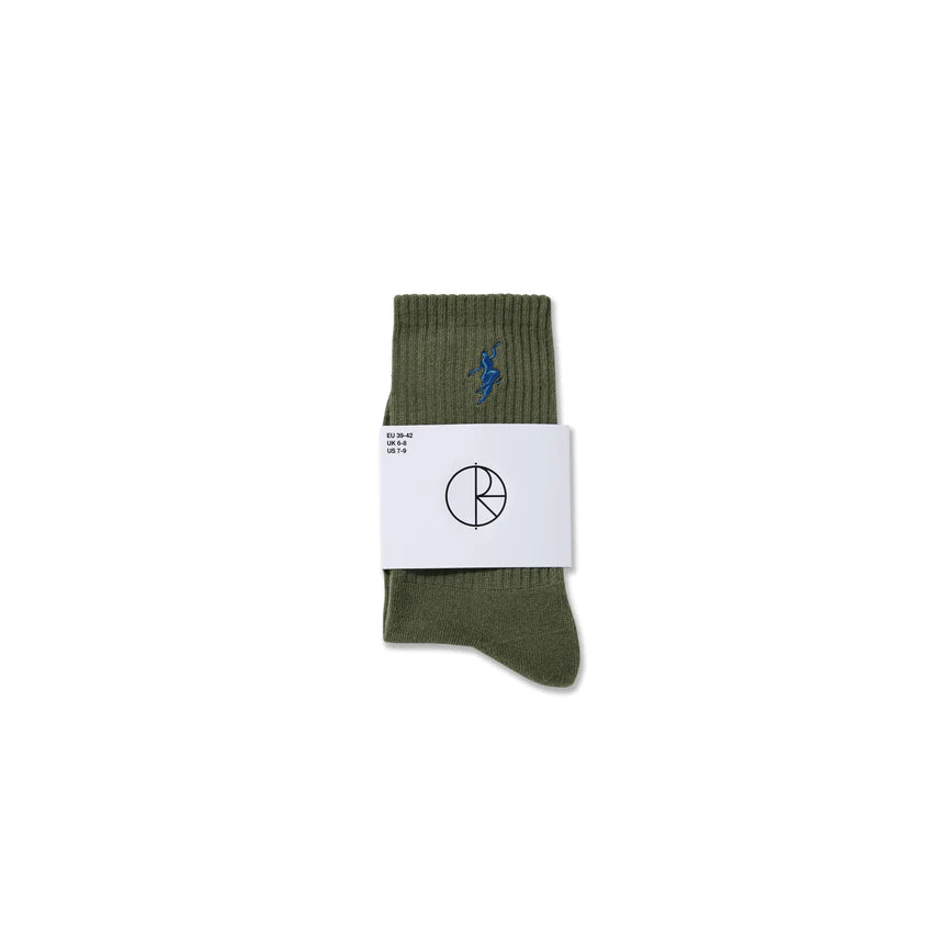 POLAR - RIB SOCK NO COMPLY - DUSTY OLIVE/BLUE