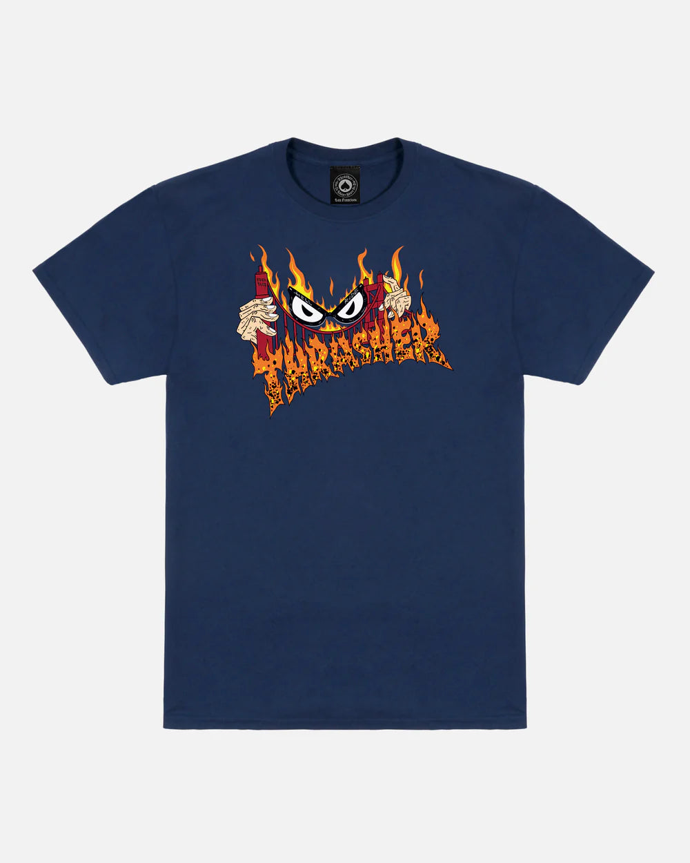 THRASHER - SUCKA FREE BY NECKFACE TEE - NAVY