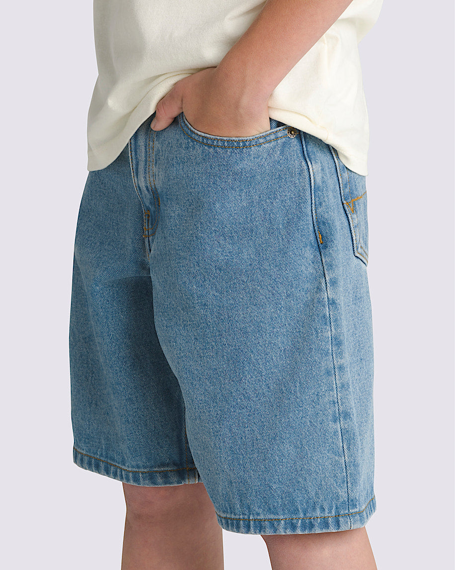 VANS - CHECK 5 BAGGY DENIM SHORT KIDS - STONEWASH BLUE
