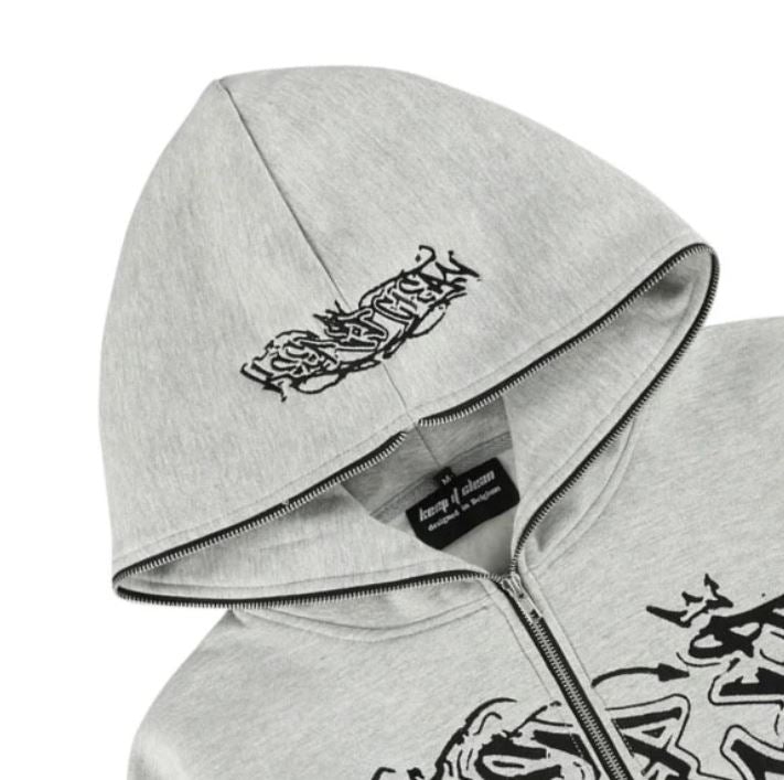 KEEP IT CLEAN - SIXT CIRLCE ZIP HOOD - GREY