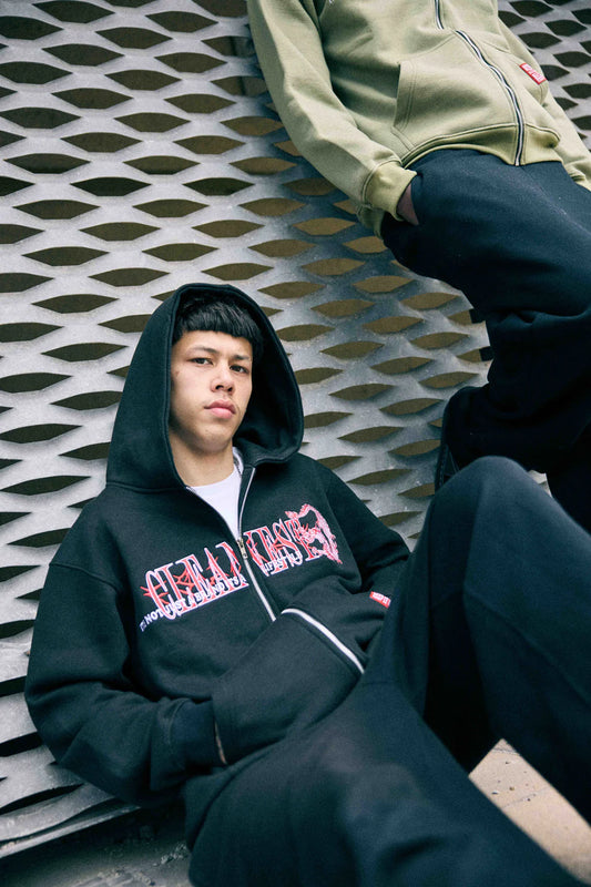 KEEP IT CLEAN - TATSU DRAGON ZIP HOOD - BLACK