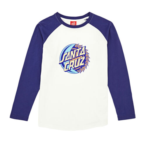 SANTA CRUZ - ECLIPSE FRONT BASEBALL YOUTH LS TEE - WHITE/NAVY BLUE