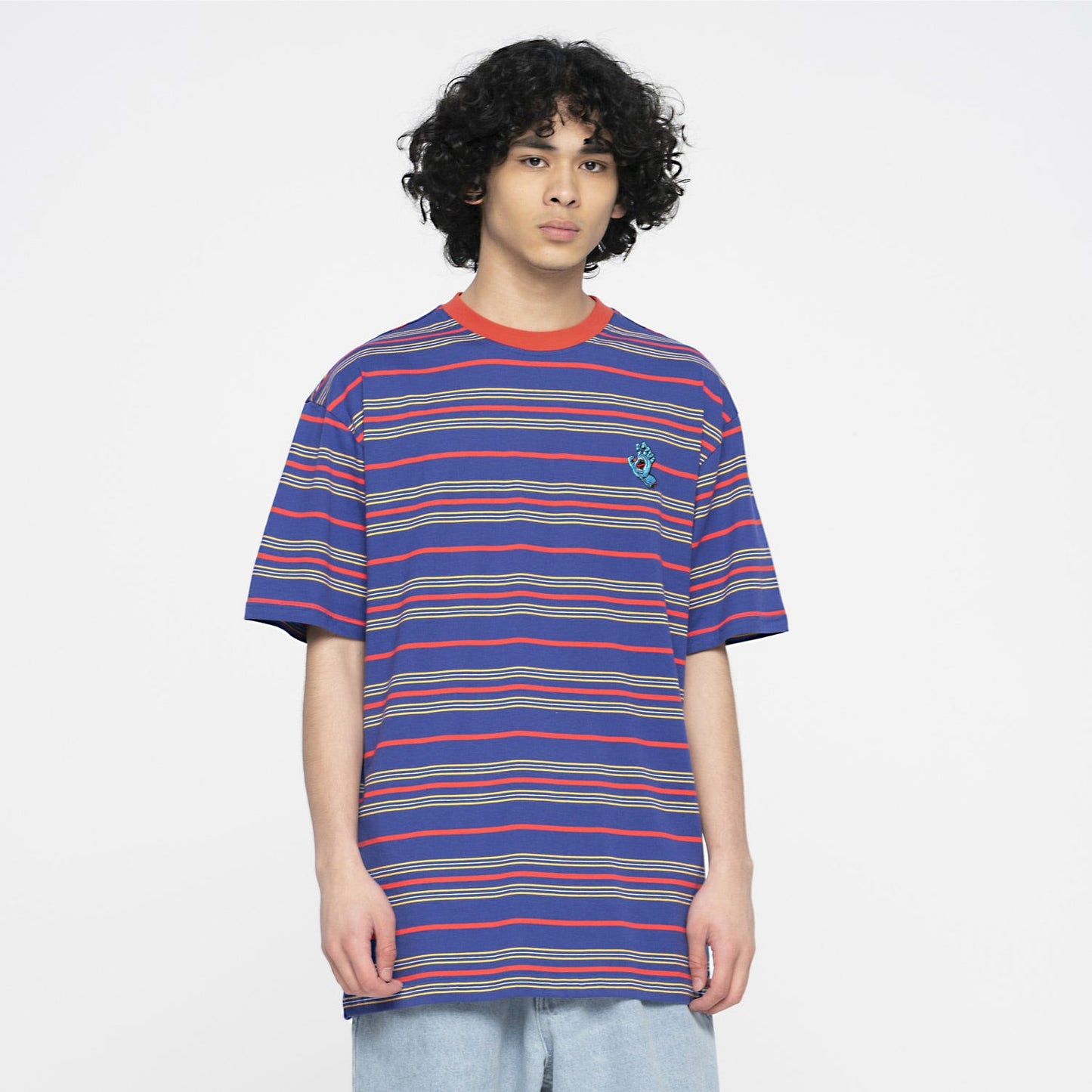 SANTA CRUZ - MINI HAND STRIPE TEE - NAVY BLUE