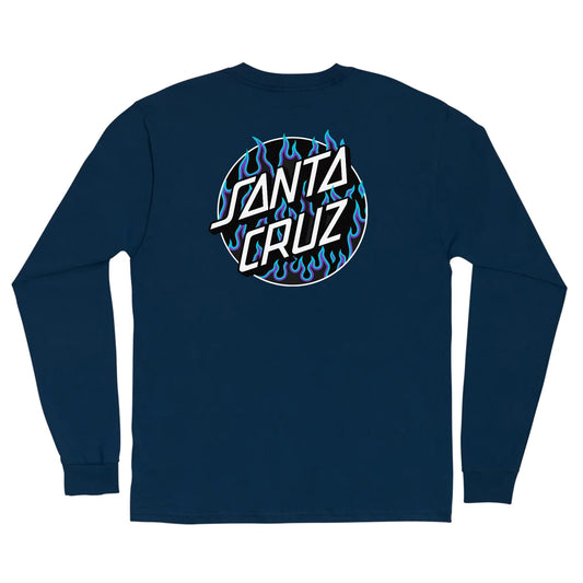 SANTA CRUZ x THRASHER - FLAME DOT LONGSLEEVE - NAVY
