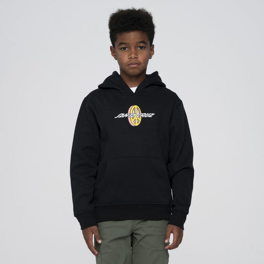 SANTA CRUZ - PEACE STRIP YOUTH HOOD - BLACK