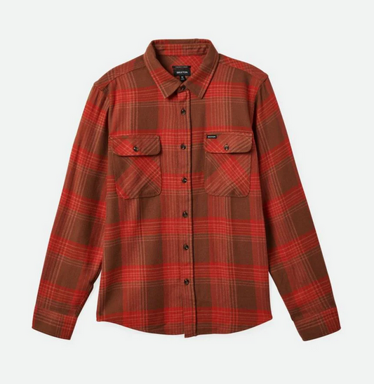 BRIXTON - BOWERY L/S FLANNEL - BARN RED/BISON